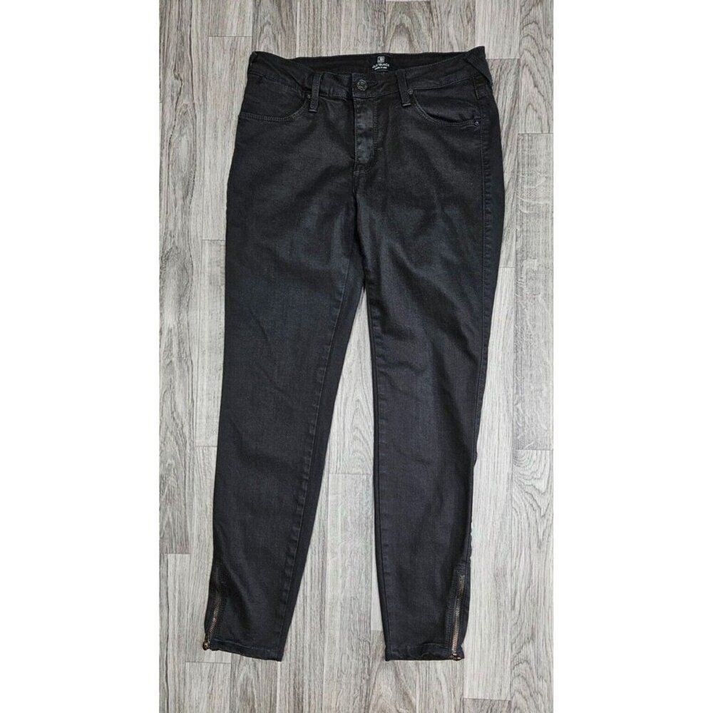 Just Black Womens Size 27 Skinny Zipped Hem Pockets Black‎ Denim Jeans